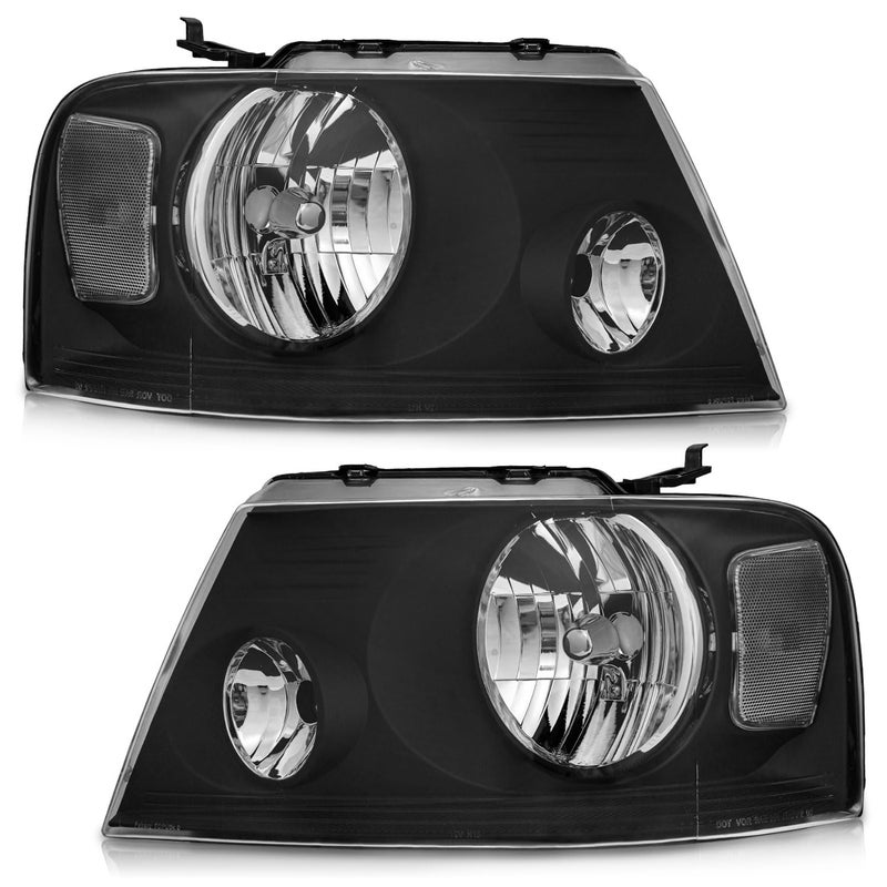WEELMOTO Headlights for 20042008 Ford F150 Pickup  0608 Mark LT Headlight Assembly Compatible with 2004 2005 2006 2007 2008 F150 Headlamp Replacement Black Housing Clear Reflector